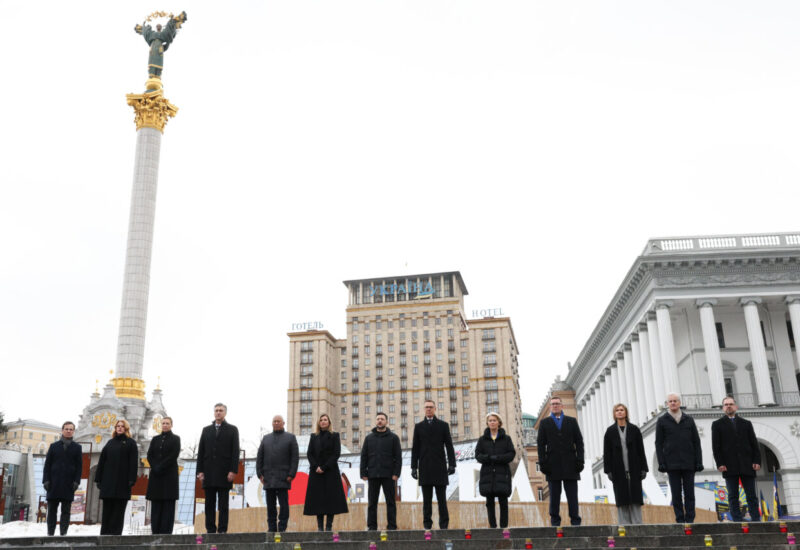 Representantes en el cuarto aniversario de la invasi&oacute;n rusa en Ucrania